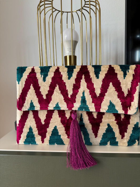 Borsa a mano in velluto Ikat, made in Uzbekistan