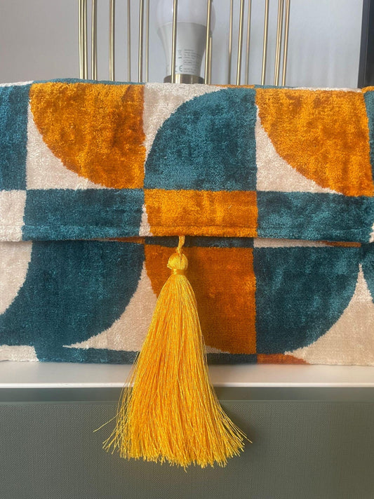 Borsa a mano in velluto Ikat, made in Uzbekistan