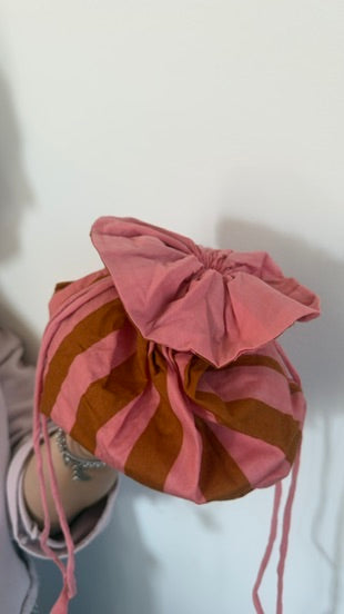 Beauty pochette in cotone a righe