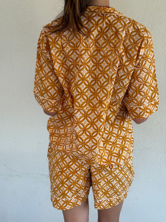 Pigiama corto 100% puro cotone organico - Giallo