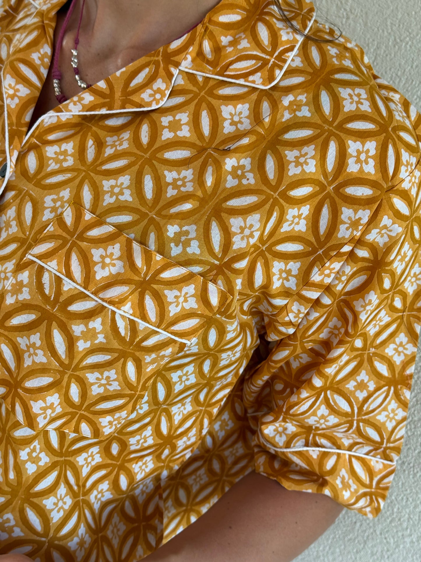 Pigiama corto 100% puro cotone organico giallo