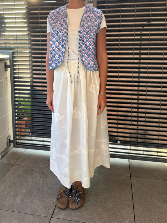 Gilet in cotone trapuntato blu, made in Jaipur