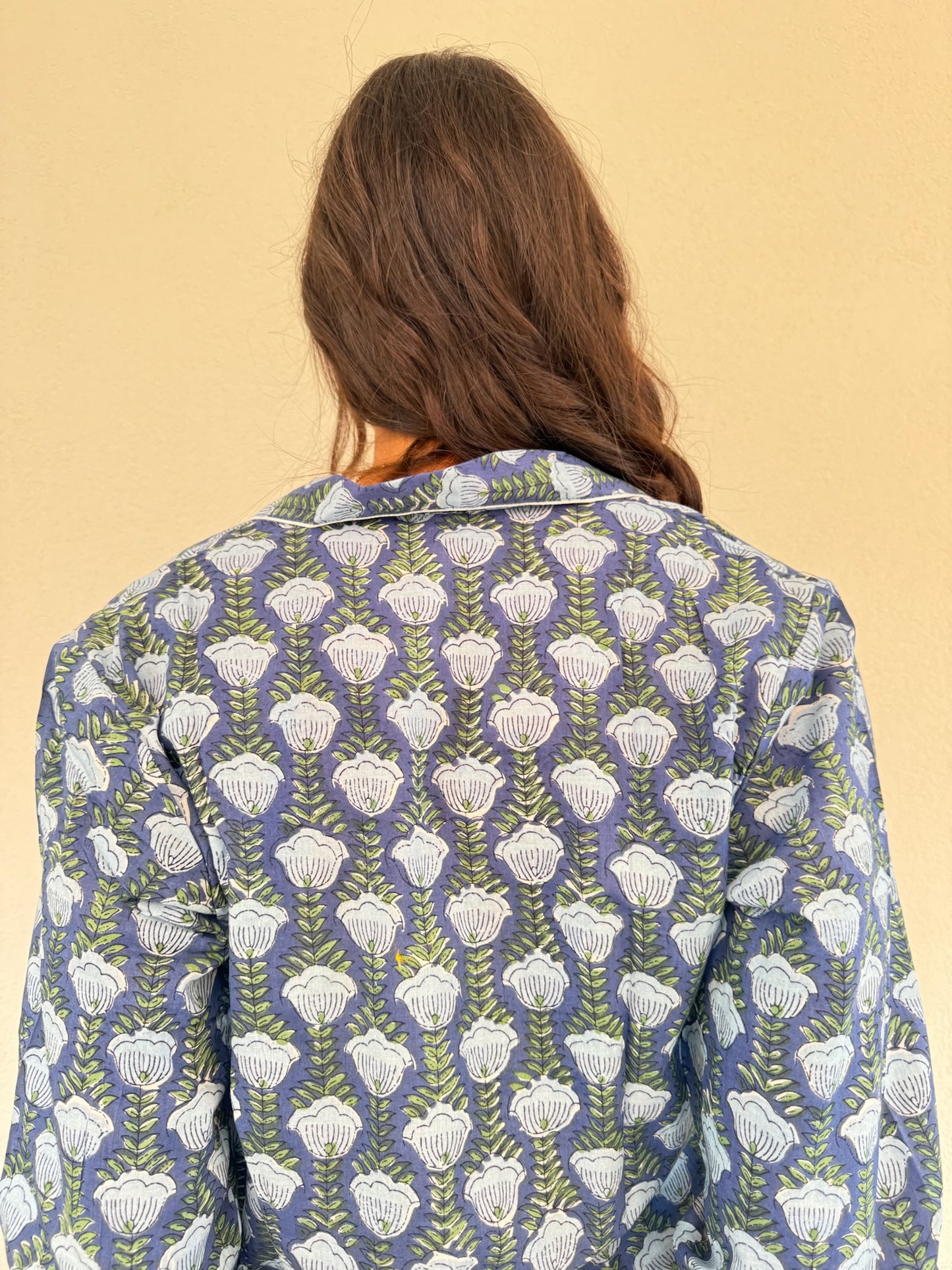 Pigiama 100% puro cotone organico fantasia floreale, made in Jaipur