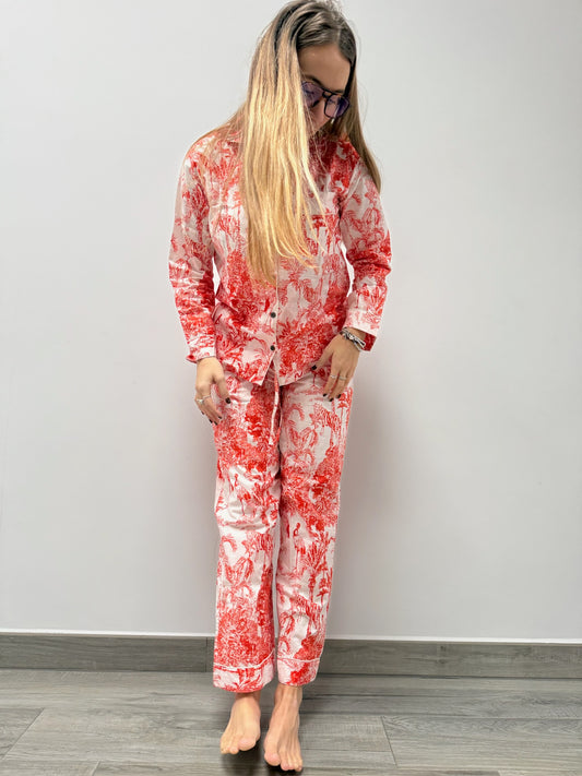 Pigiama 100% puro cotone organico fantasia floreale, made in Jaipur