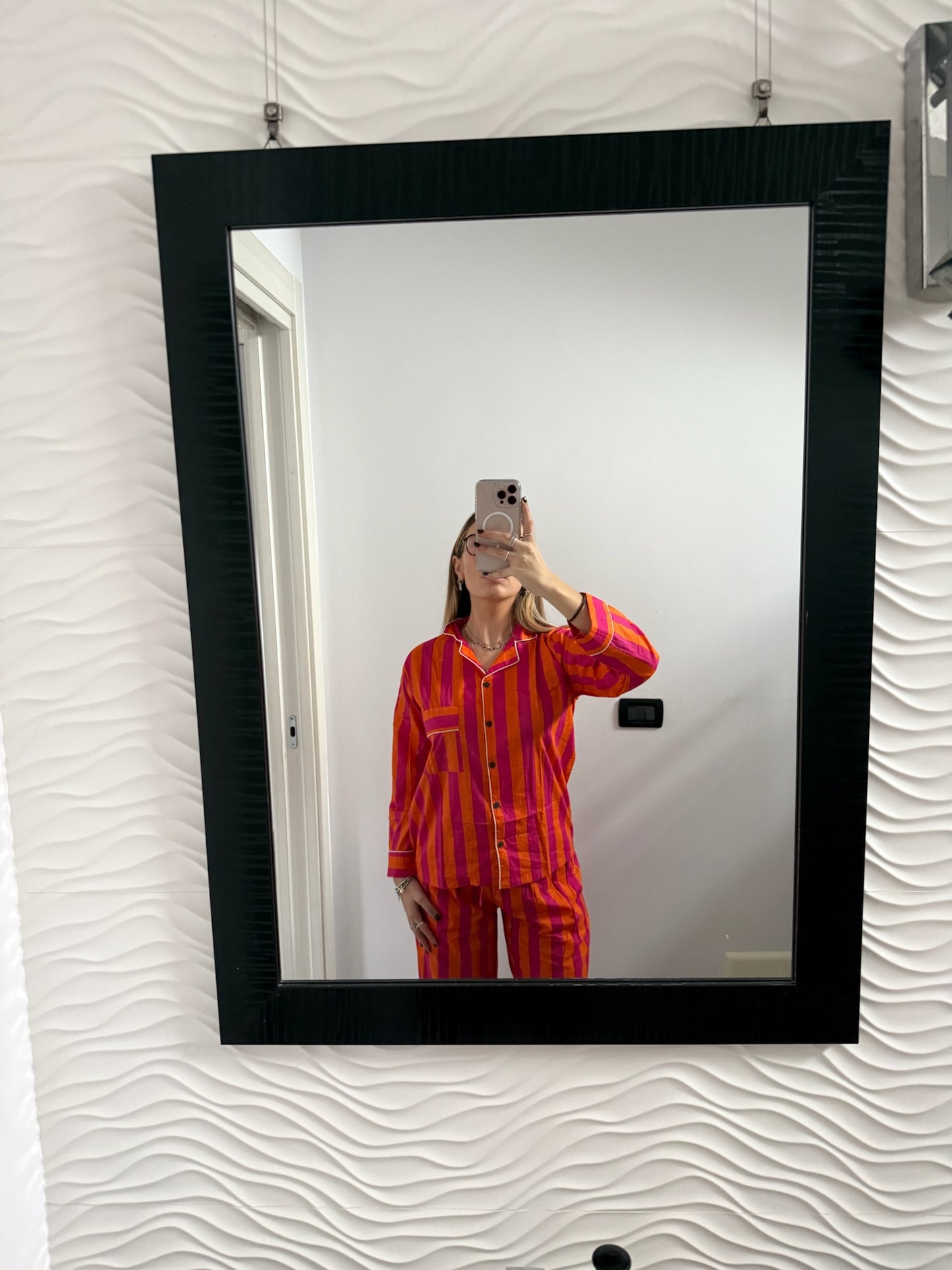 Pigiama 100% puro cotone organico a righe, made in Jaipur