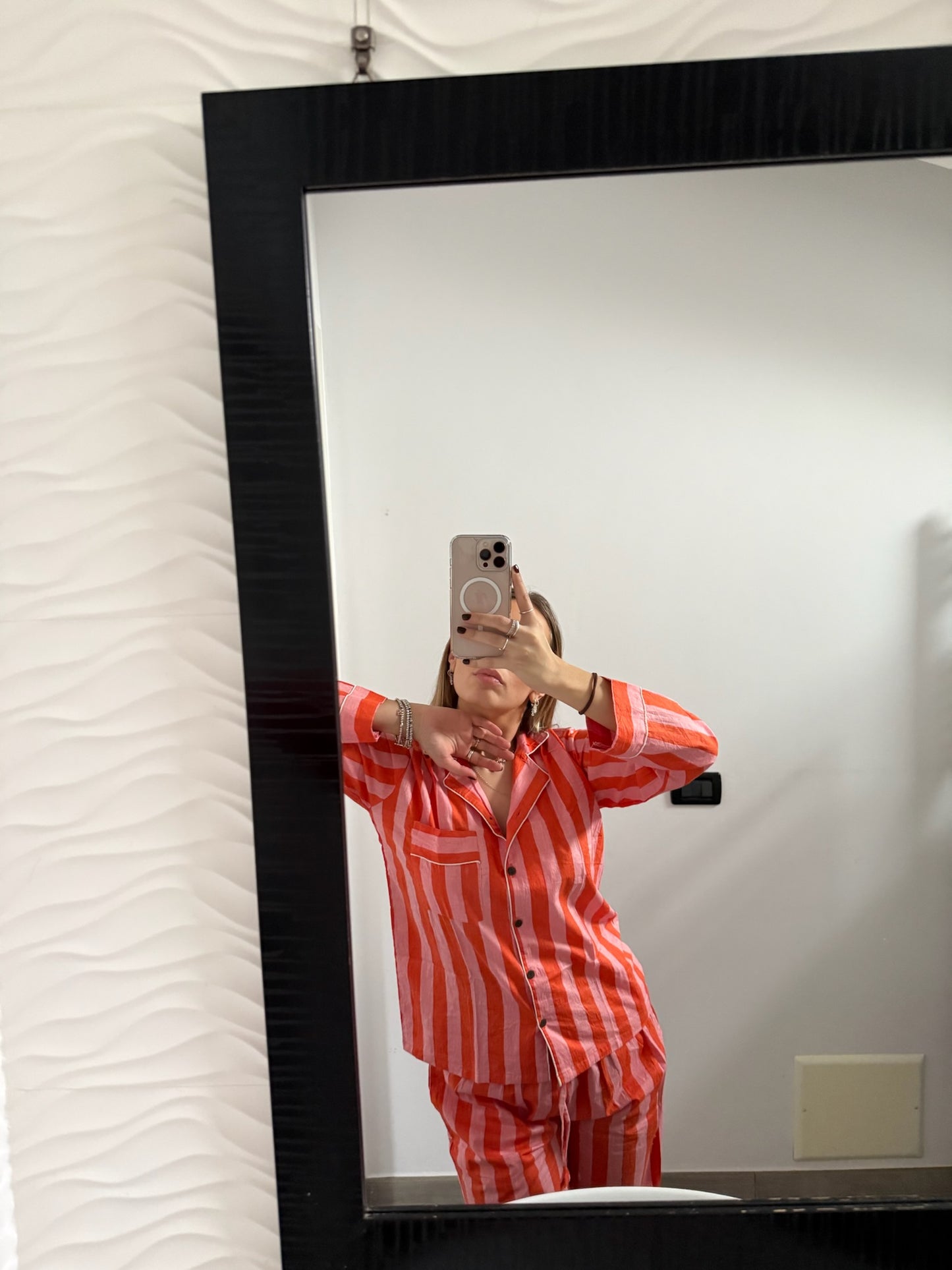 Pigiama 100% puro cotone organico a righe, made in Jaipur