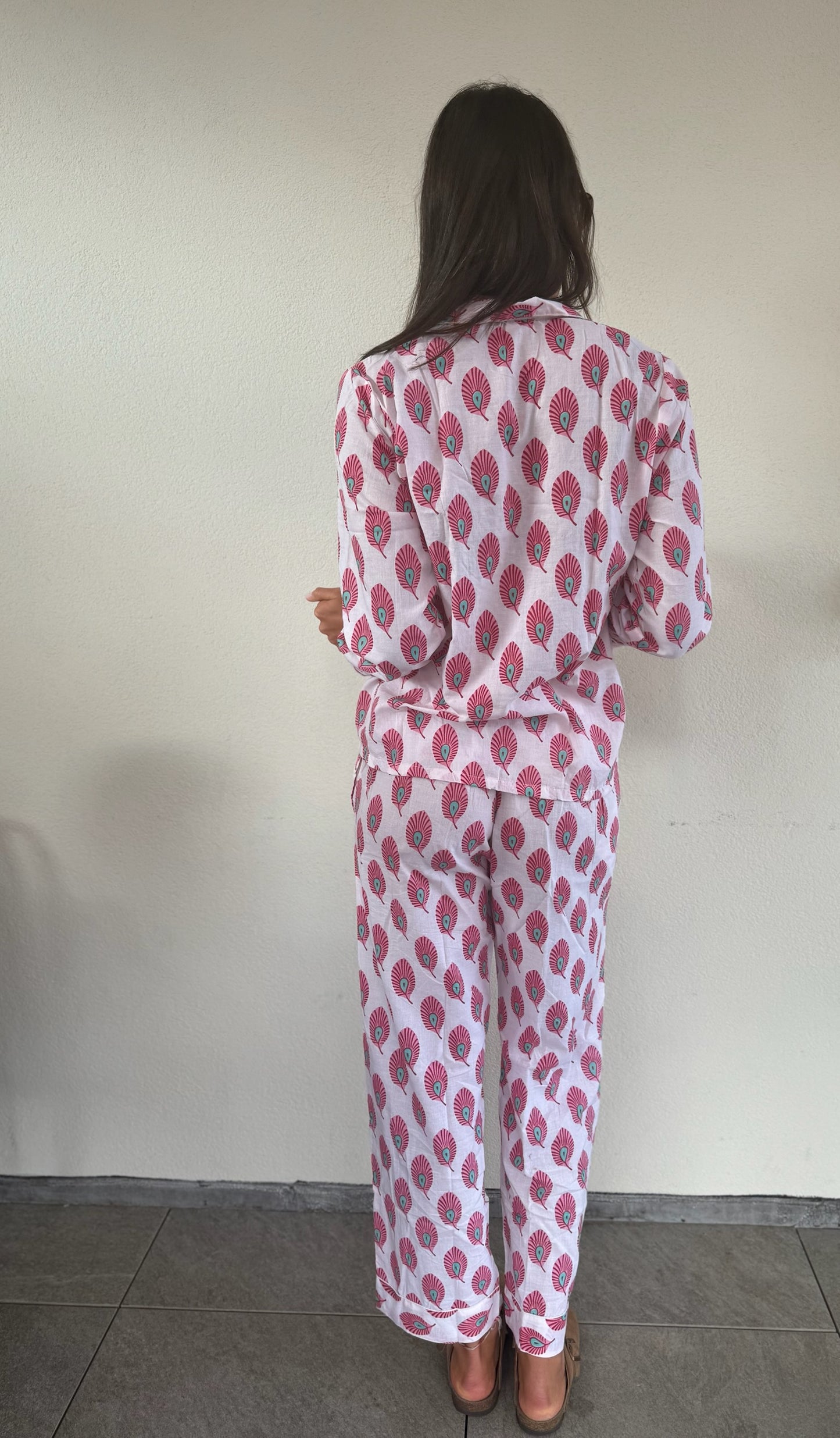 Pigiama 100% puro cotone organico fantasia floreale, made in Jaipur