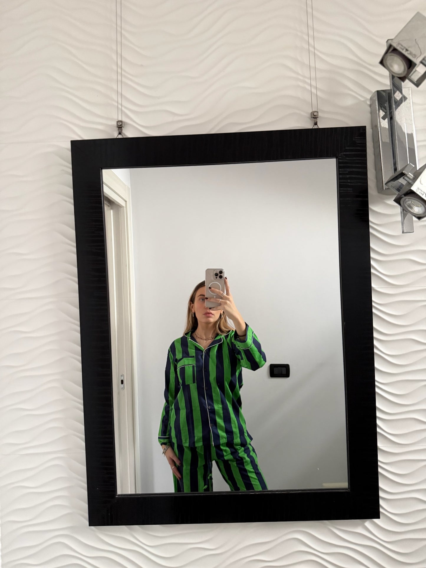 Pigiama 100% puro cotone organico a righe, made in Jaipur