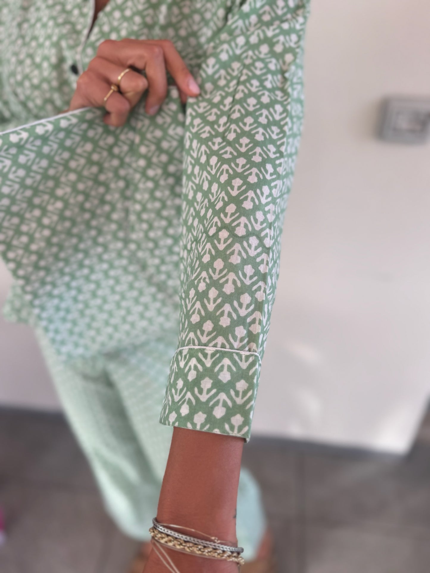 Pigiama 100% puro cotone organico fantasia floreale, made in Jaipur