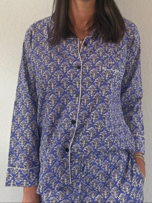 Pigiama 100% puro cotone organico fantasia floreale, made in Jaipur