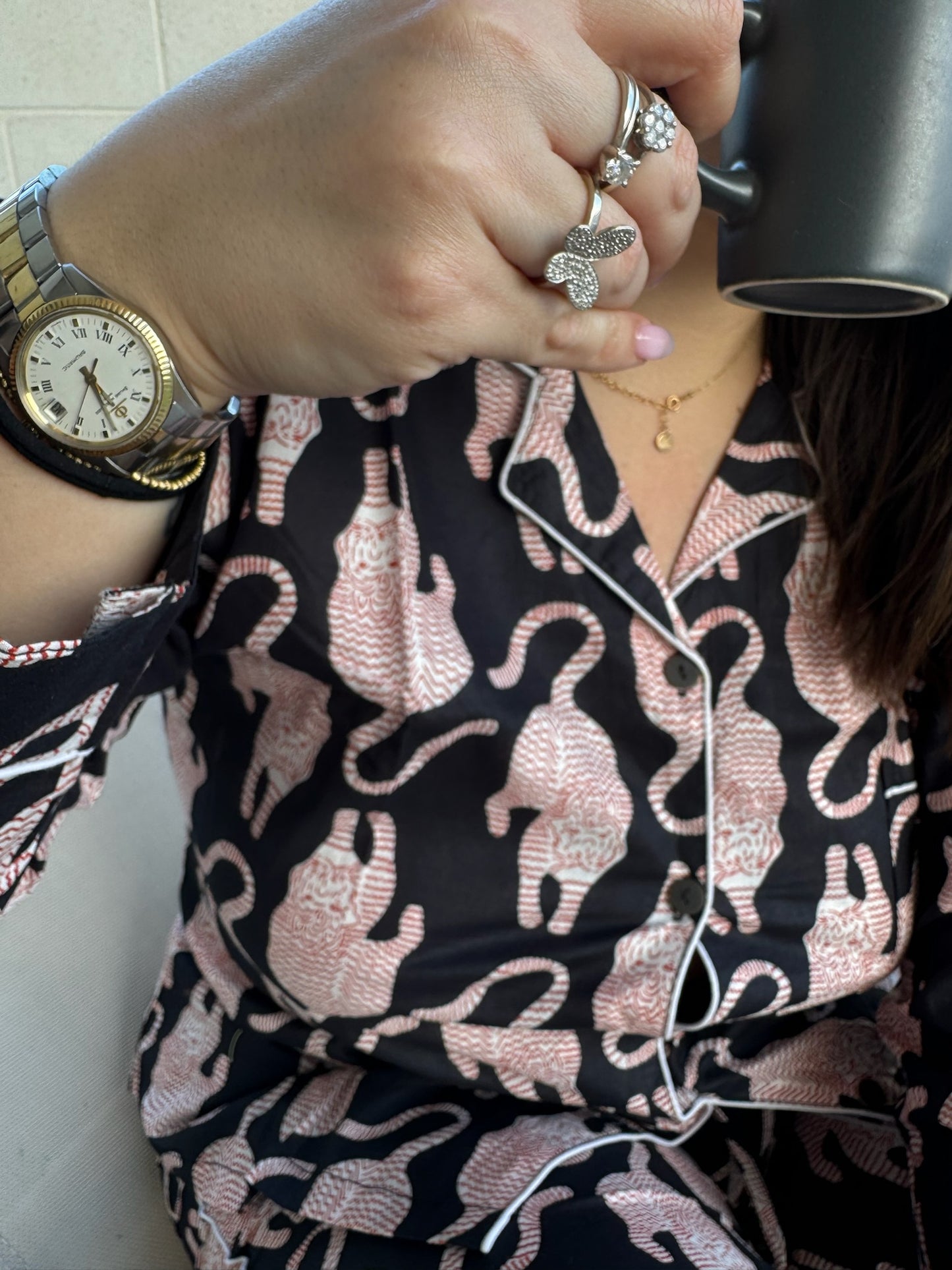 Pigiama 100% puro cotone organico fantasia animalier, made in Jaipur