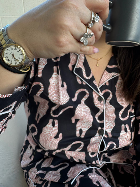 Pigiama 100% puro cotone organico fantasia animalier, made in Jaipur