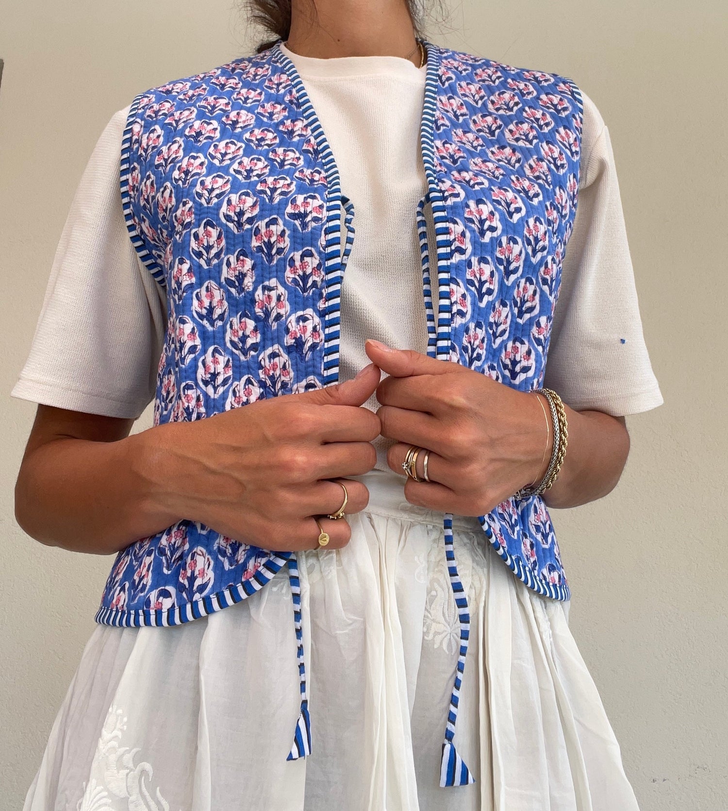 Gilet in cotone trapuntato, made in Jaipur