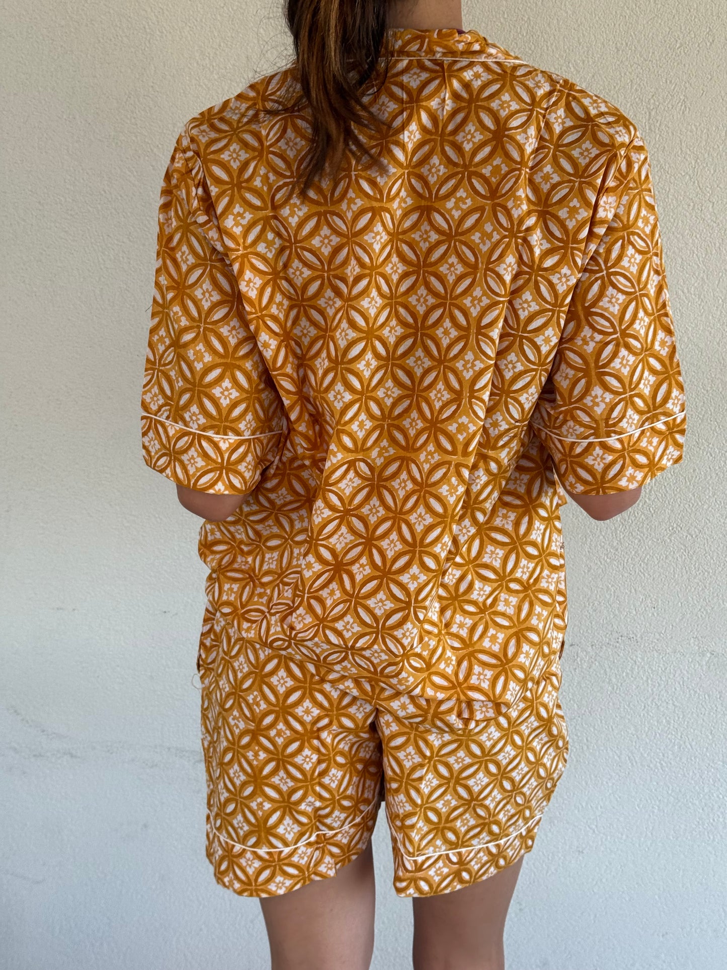 Pigiama corto 100% puro cotone organico giallo