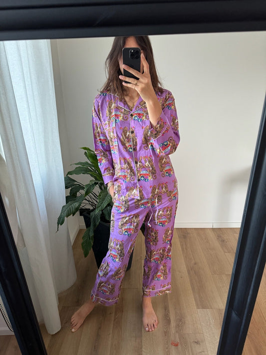 Pigiama 100% puro cotone organico fantasia floreale, made in Jaipur