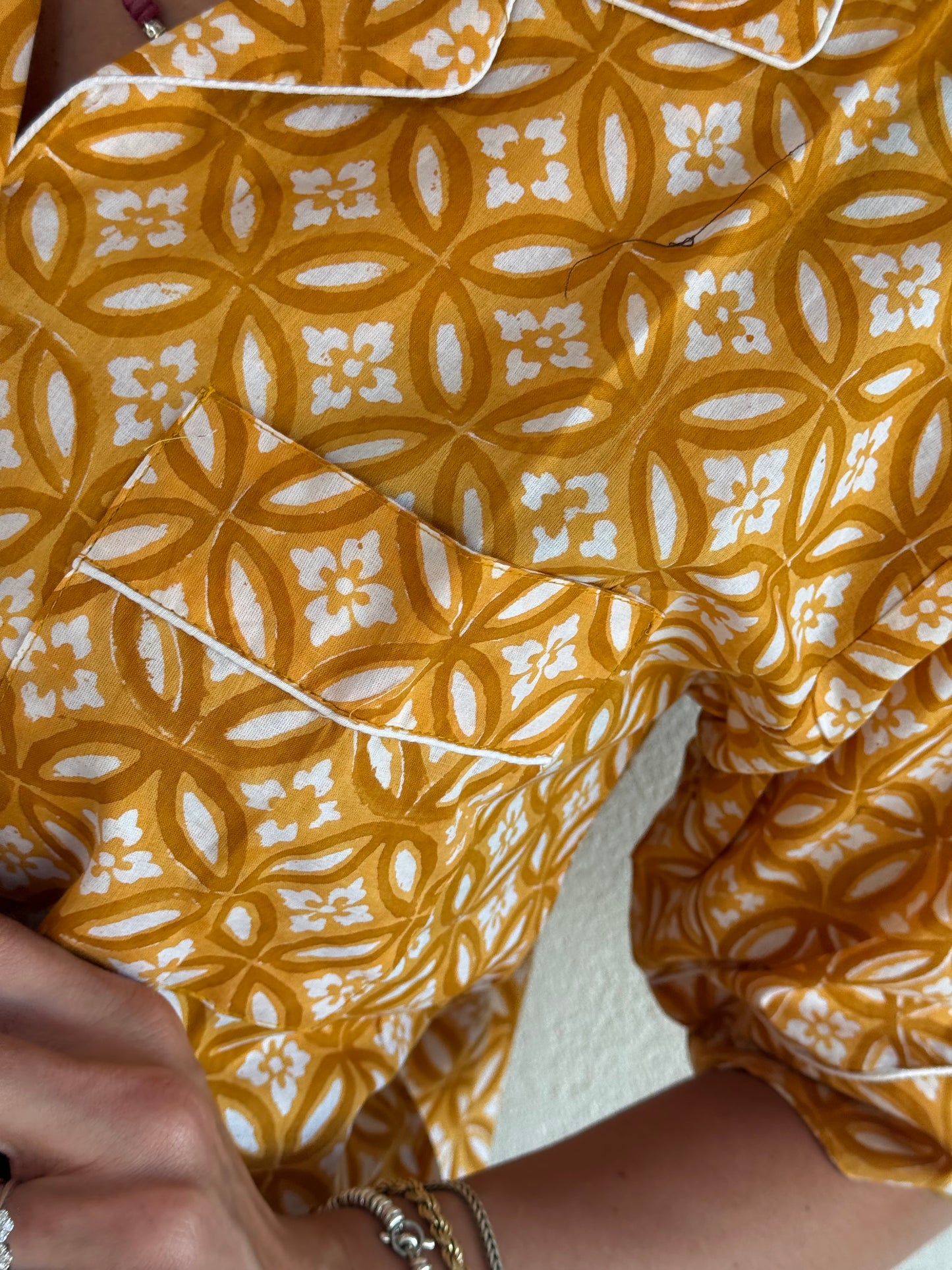 Pigiama corto 100% puro cotone organico giallo