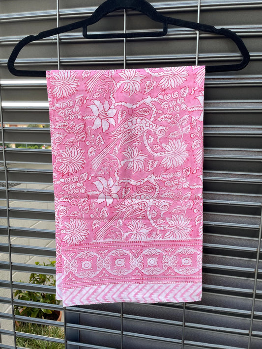 Pareo in mussola di cotone, tessuto stampato a mano. Fantasia floreale A15