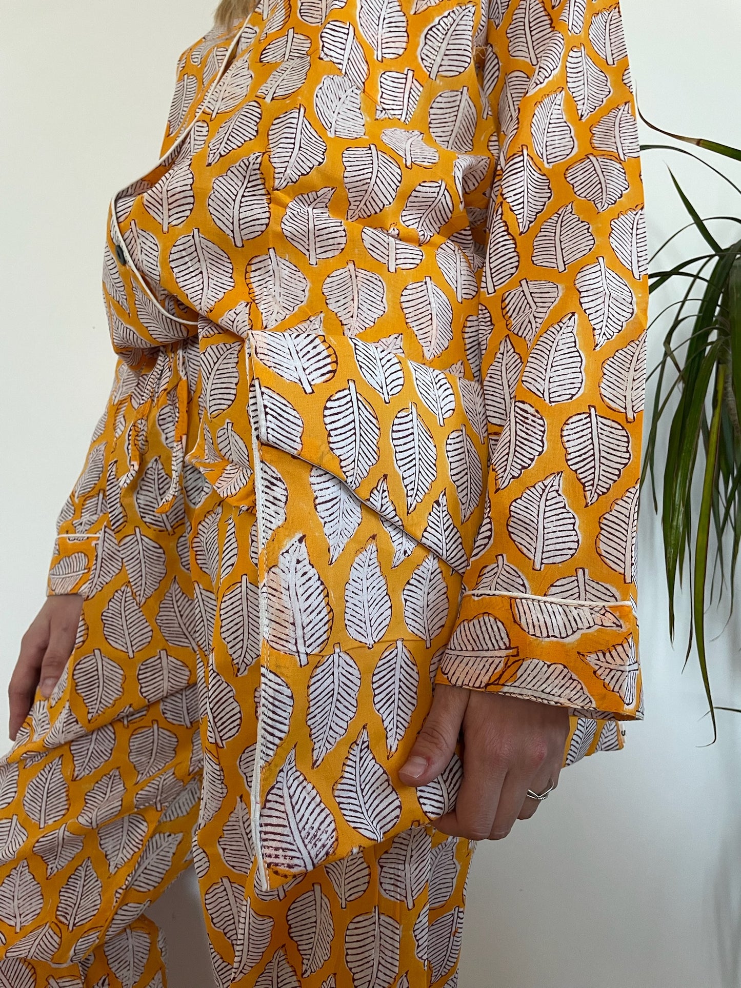 Pigiama lungo 100% puro cotone organico fantasia floreale, made in Jaipur