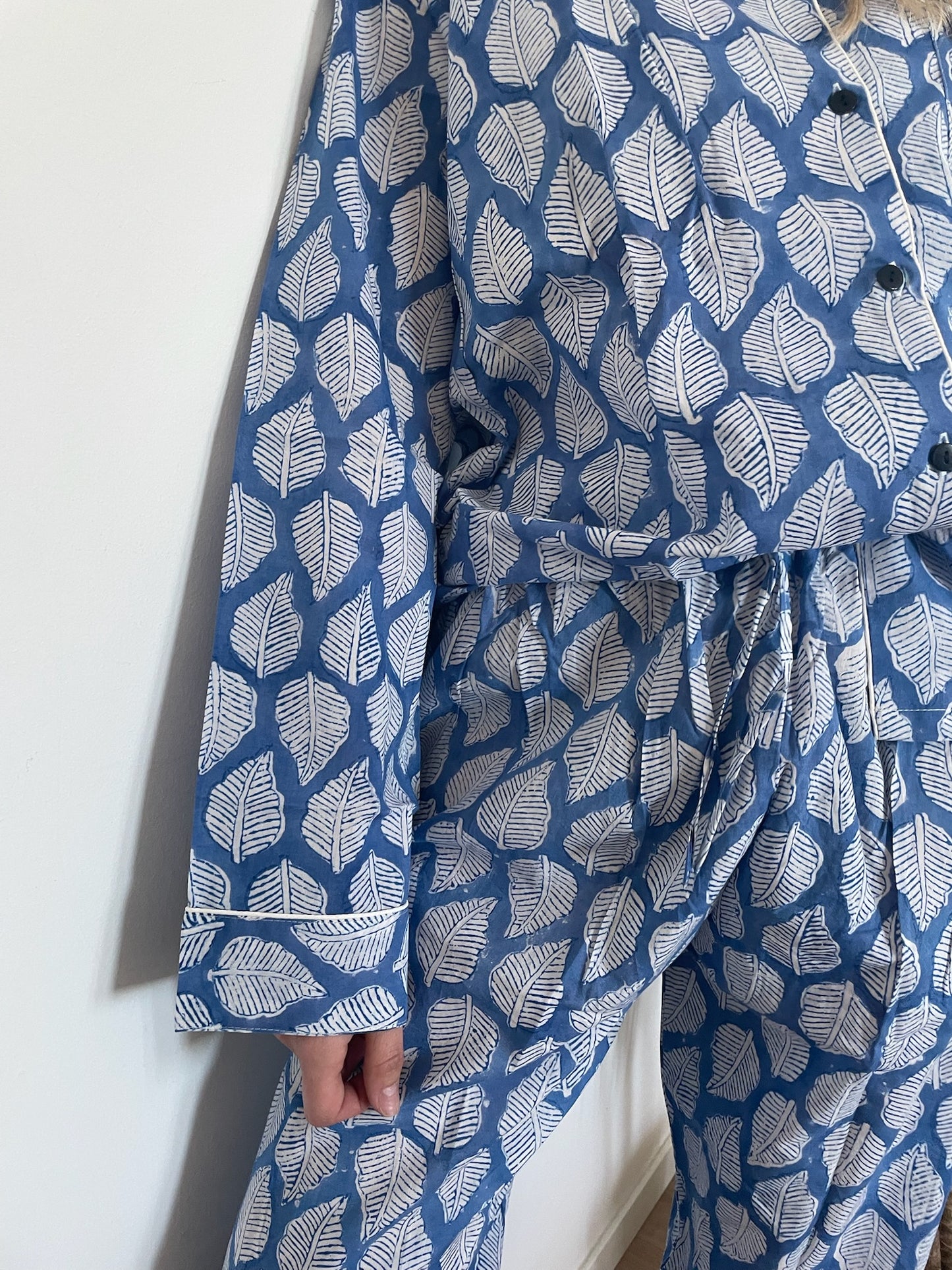 Pigiama lungo 100% puro cotone organico fantasia floreale, made in Jaipur