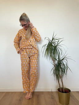 Pigiama lungo 100% puro cotone organico fantasia floreale, made in Jaipur