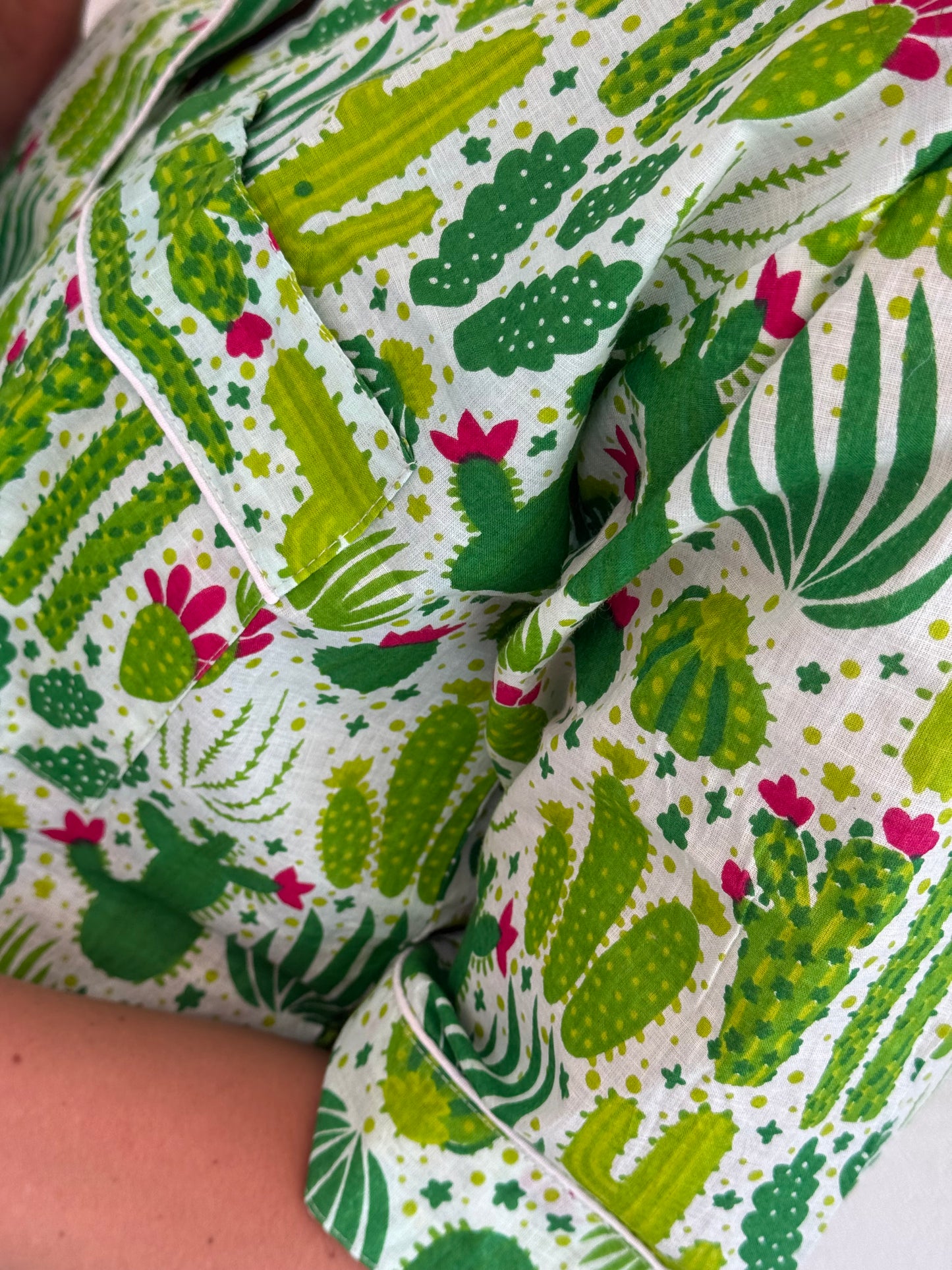 Pigiama corto 100% puro cotone organico cactus, made in Jaipur