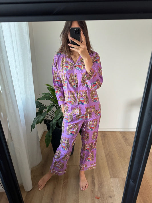 Pigiama 100% puro cotone organico fantasia floreale, made in Jaipur