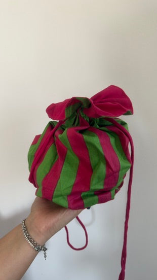 Beauty pochette in cotone a righe