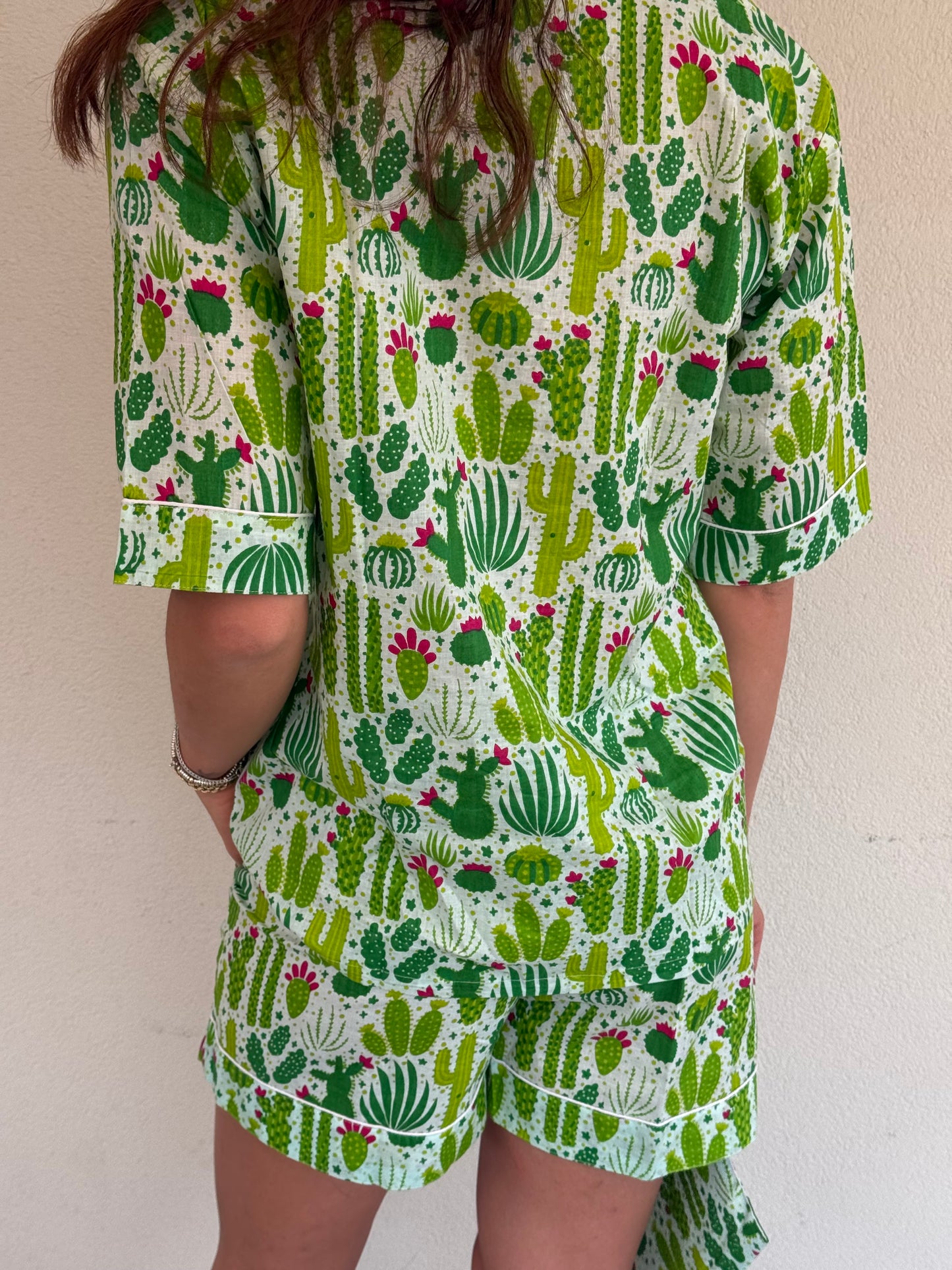 Pigiama corto 100% puro cotone organico cactus, made in Jaipur