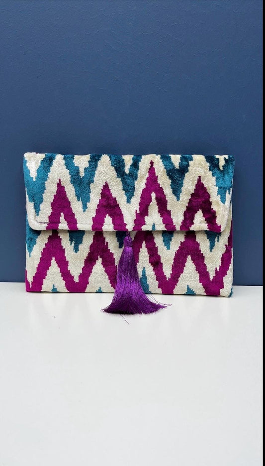 Borsa a mano in velluto Ikat, made in Uzbekistan