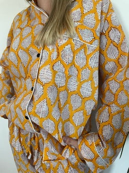 Pigiama lungo 100% puro cotone organico fantasia floreale, made in Jaipur