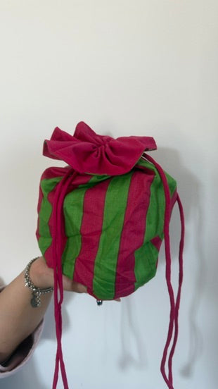 Beauty pochette in cotone a righe