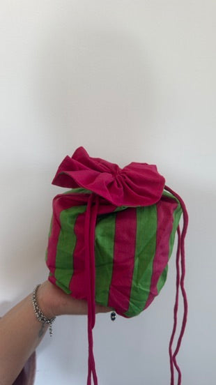 Beauty pochette in cotone a righe