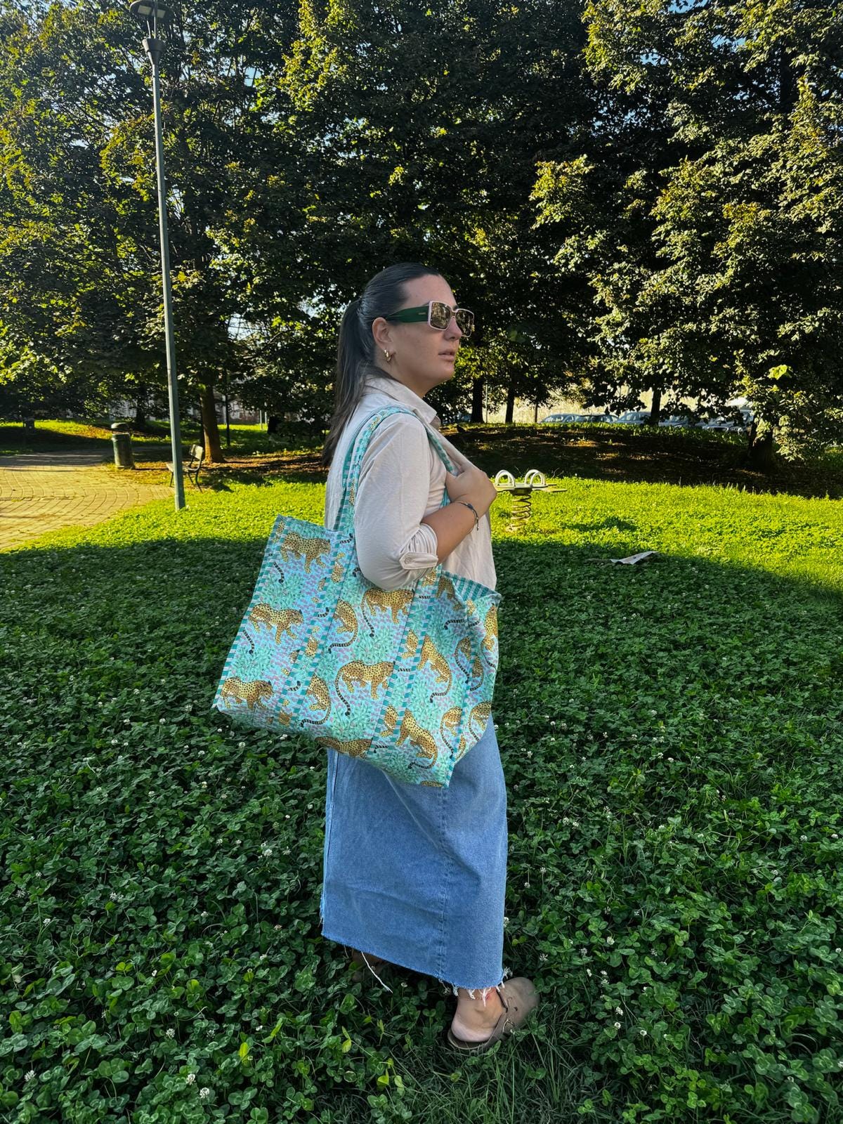 Borsa shopping a spalla stampata in cotone, Borsa trapuntata fatta a mano da donna, borsa tote fatte a mano etniche, Borsa made in India