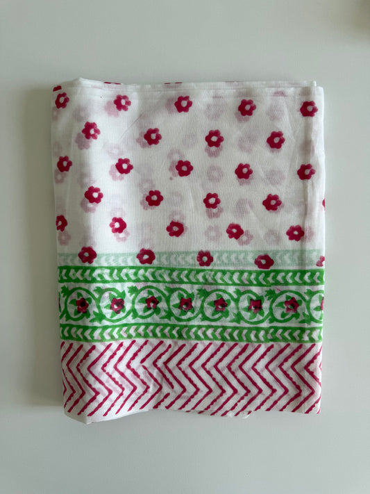 Pareo in mussola di cotone, tessuto stampato a mano. A19