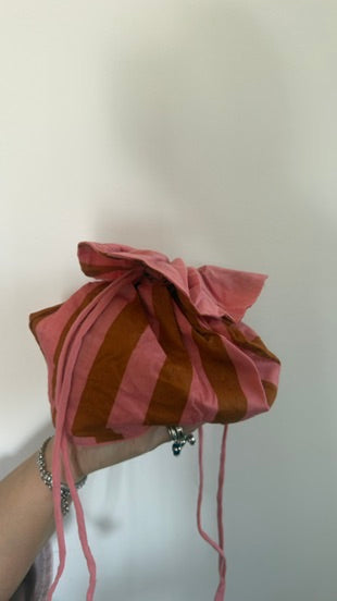 Beauty pochette in cotone a righe