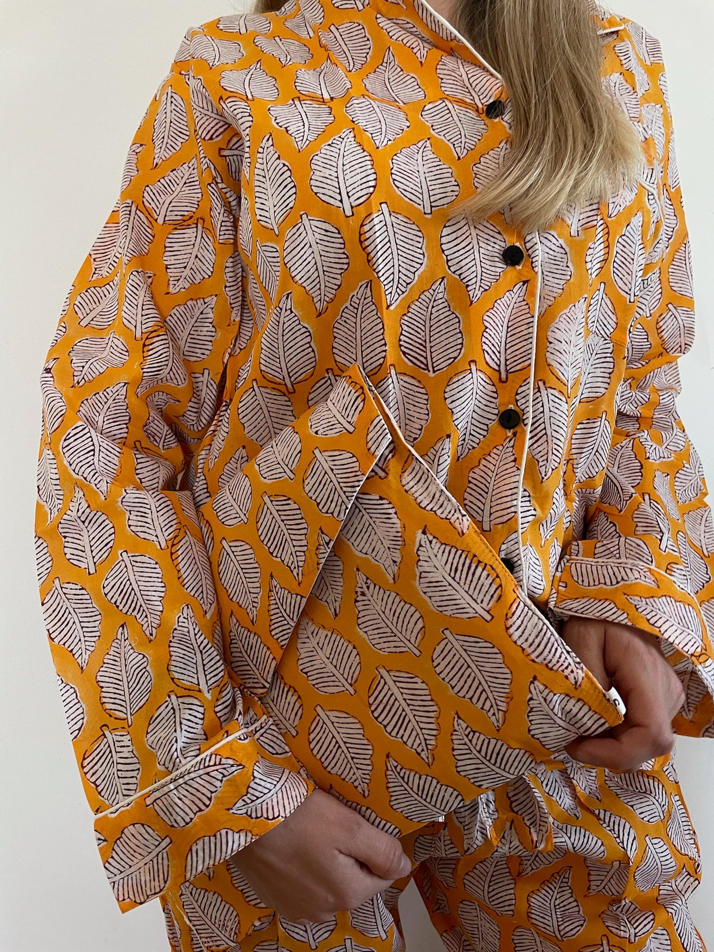 Pigiama lungo 100% puro cotone organico fantasia floreale, made in Jaipur