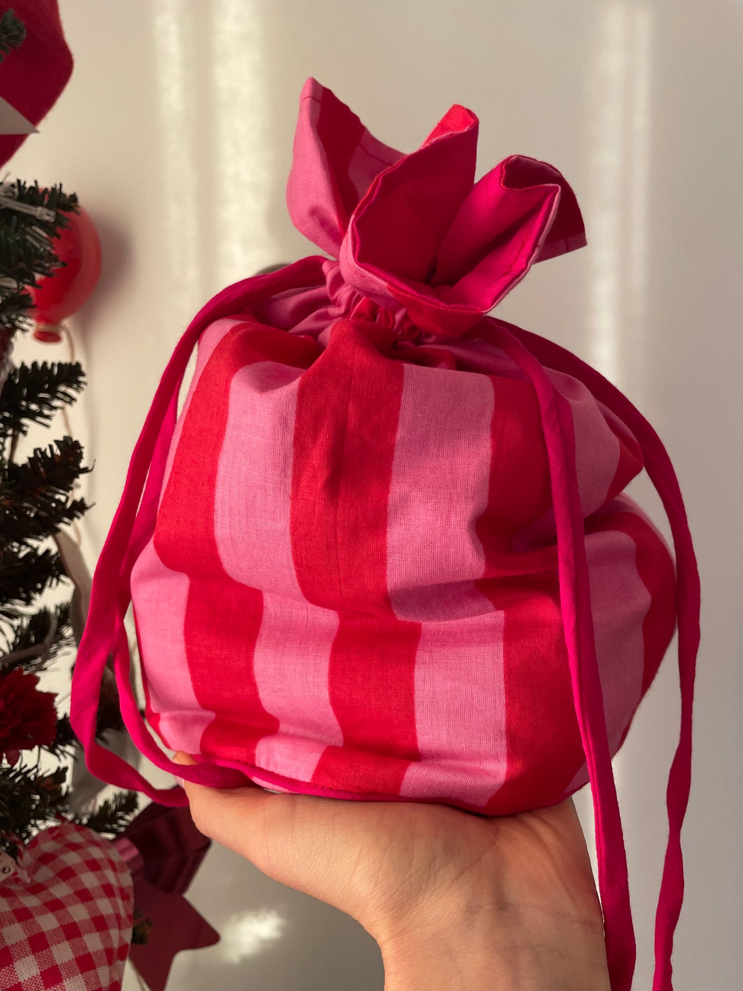 Beauty pochette in cotone a righe