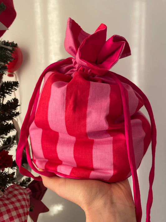 Beauty pochette in cotone a righe