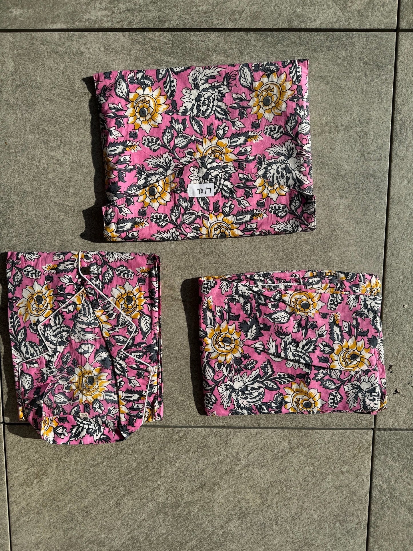 Pigiama 100% puro cotone organico fantasia floreale, made in Jaipur
