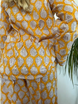 Pigiama lungo 100% puro cotone organico fantasia floreale, made in Jaipur