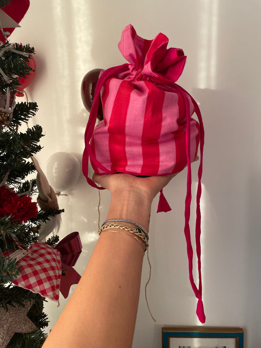 Beauty pochette in cotone a righe