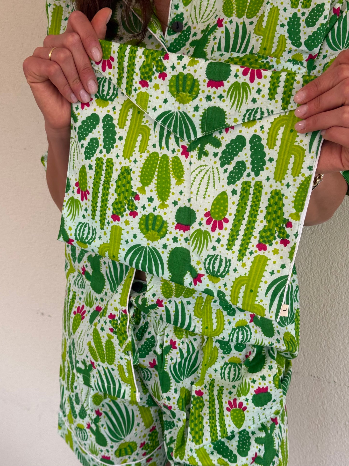 Pigiama corto 100% puro cotone organico cactus, made in Jaipur