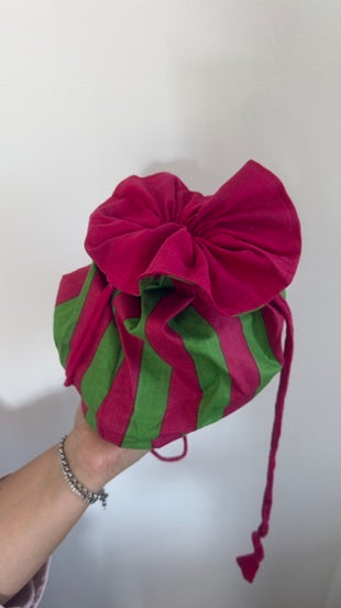 Beauty pochette in cotone a righe