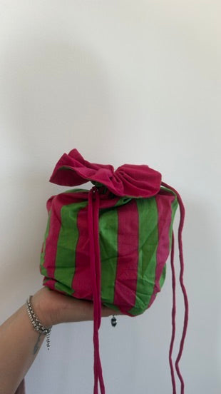 Beauty pochette in cotone a righe