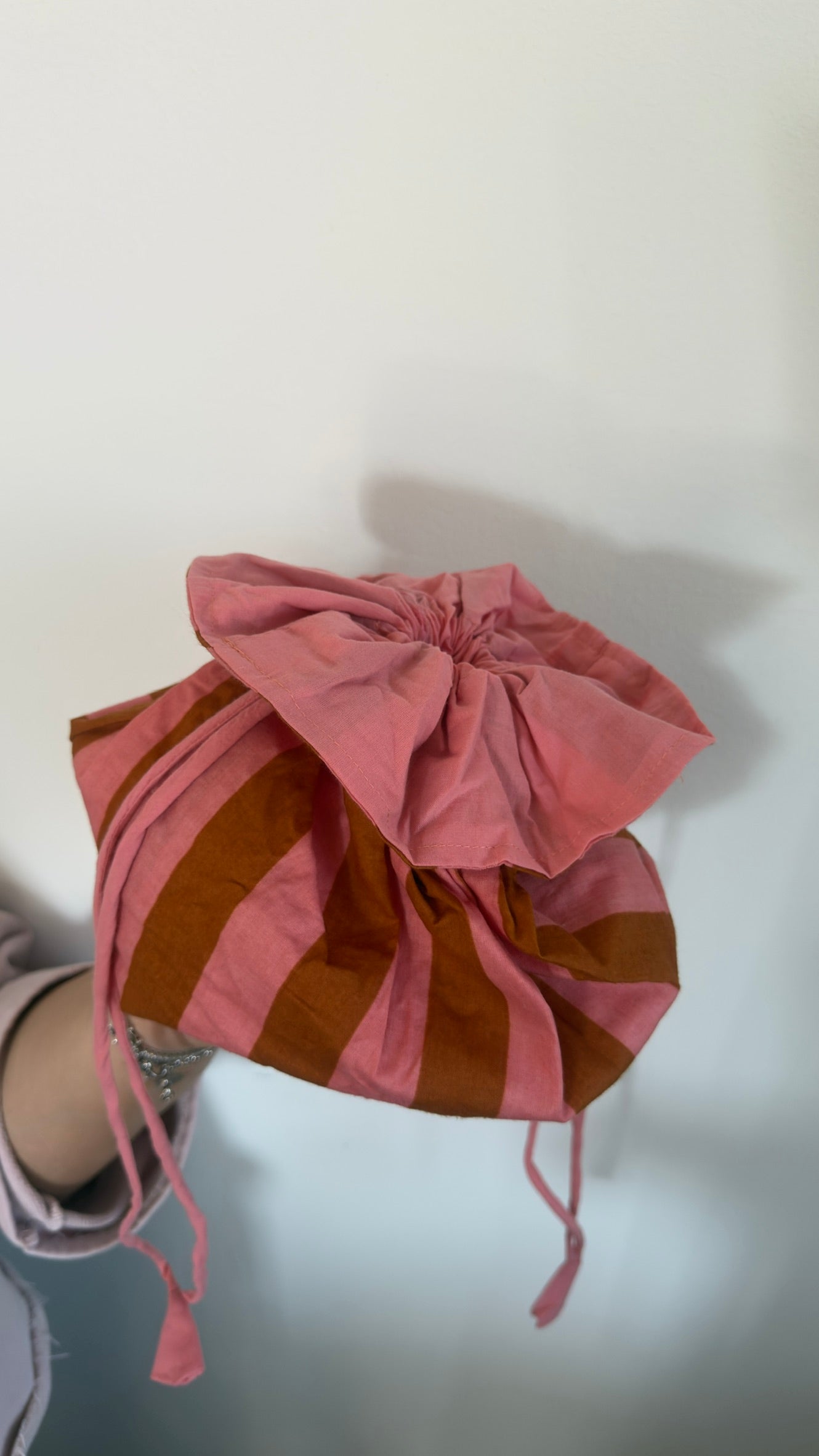 Beauty pochette in cotone a righe