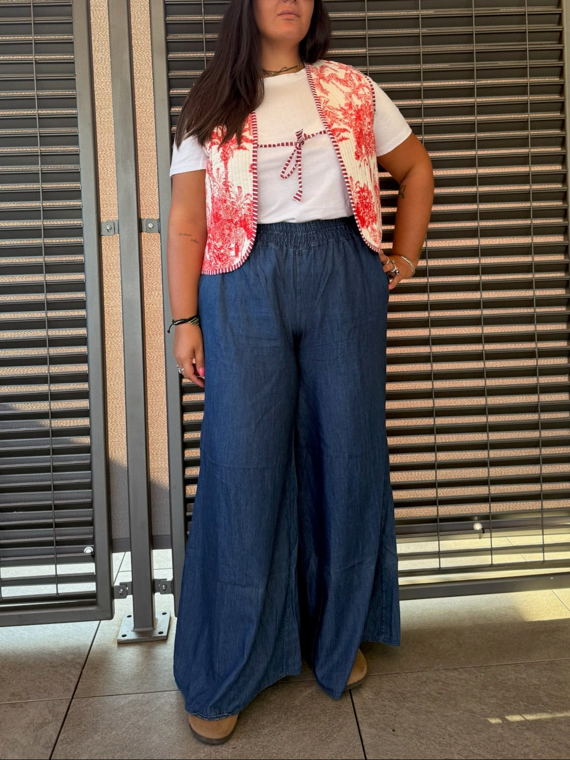 Gilet in cotone trapuntato rosso, made in Jaipur