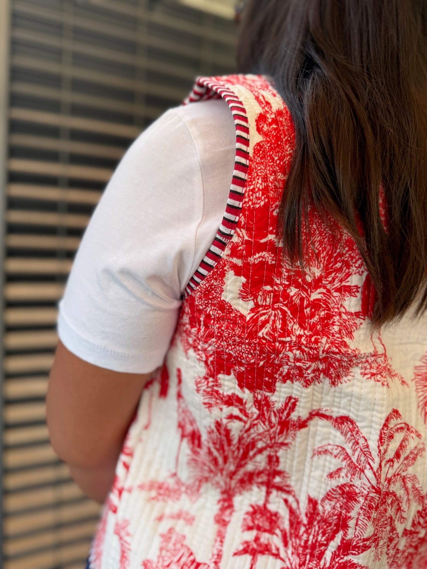 Gilet in cotone trapuntato rosso, made in Jaipur