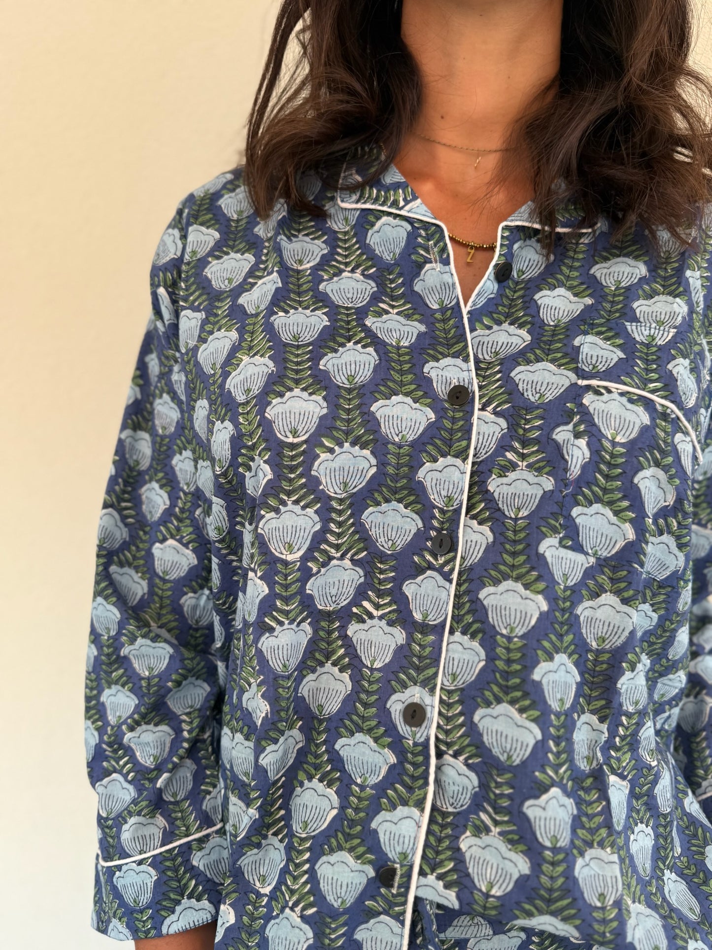 Pigiama 100% puro cotone organico fantasia floreale, made in Jaipur