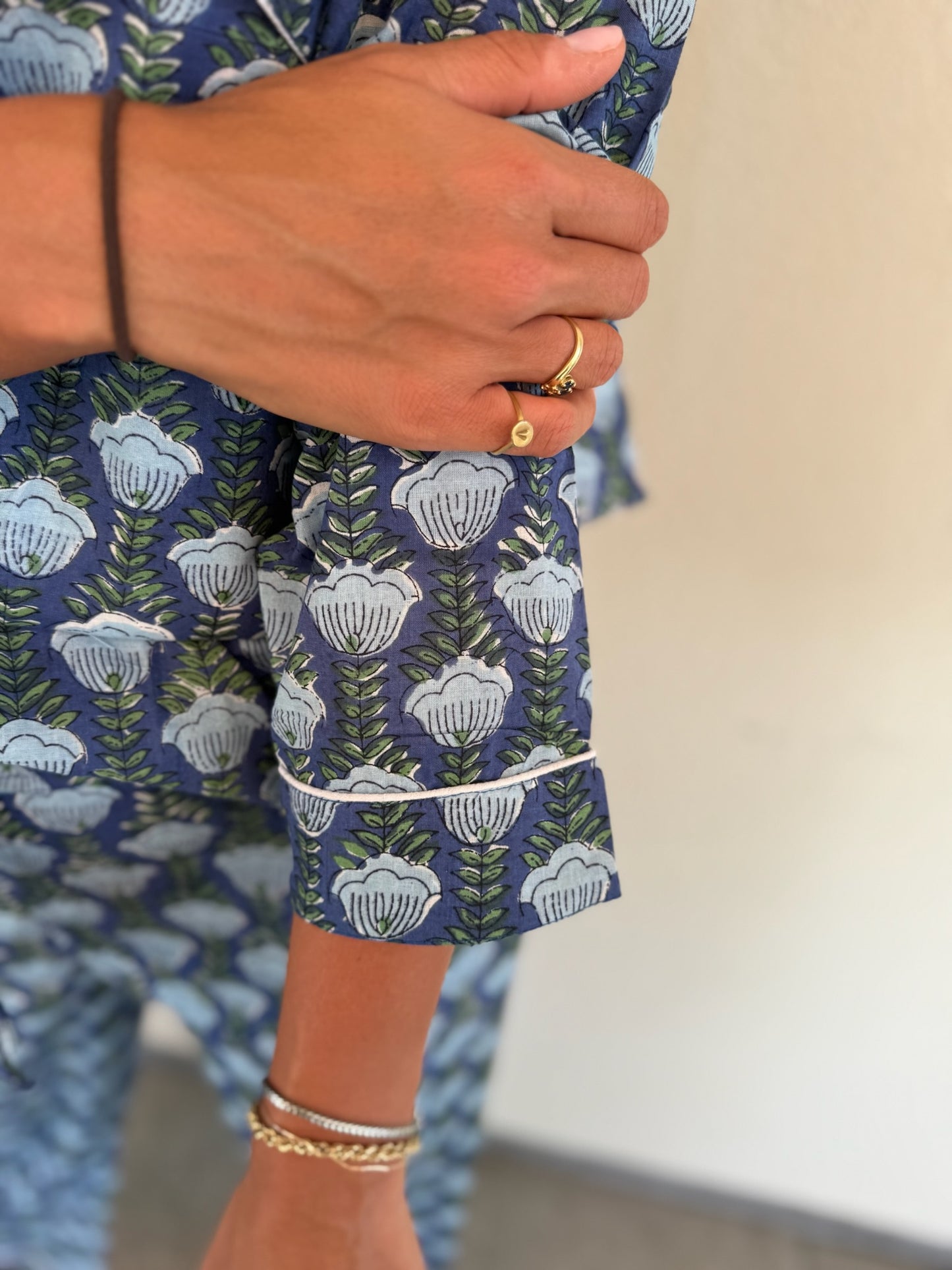 Pigiama 100% puro cotone organico fantasia floreale, made in Jaipur