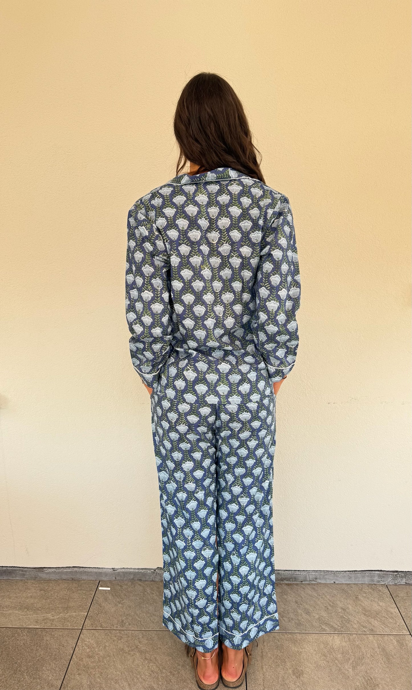 Pigiama 100% puro cotone organico fantasia floreale, made in Jaipur